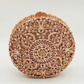Boutique de fgg (em estoque) redondo circular oco para fora das mulheres cristal embreagem noite minaudiere saco casamento bolsa nupcial