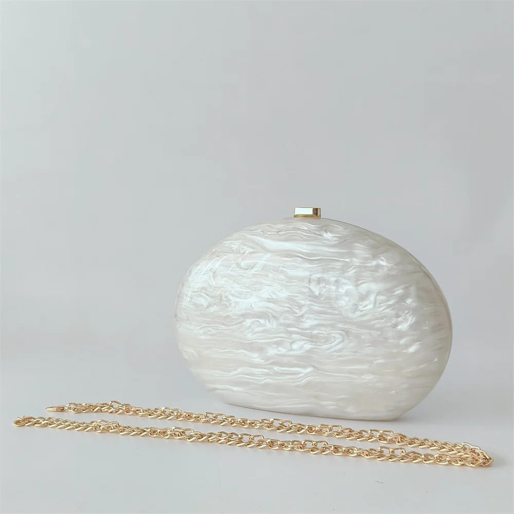 Meia redonda mármore bege sereia série branco pérola efeito casca dura saco vestido de casamento bolsa noiva com praia bolsa de noite