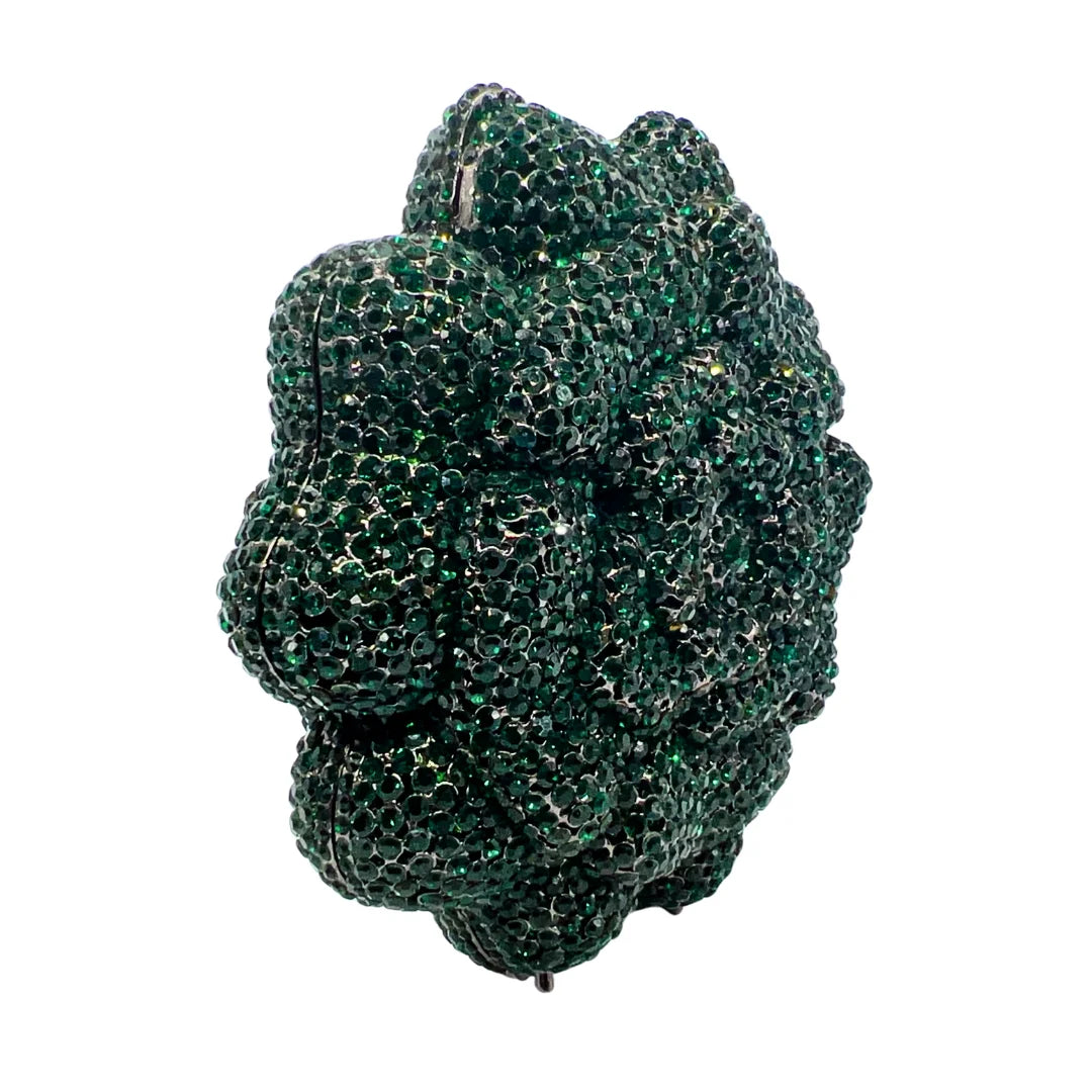 Novo design de luxo em forma de flor superfície diamante incrustado material de metal bolsa de noite feminina embreagem