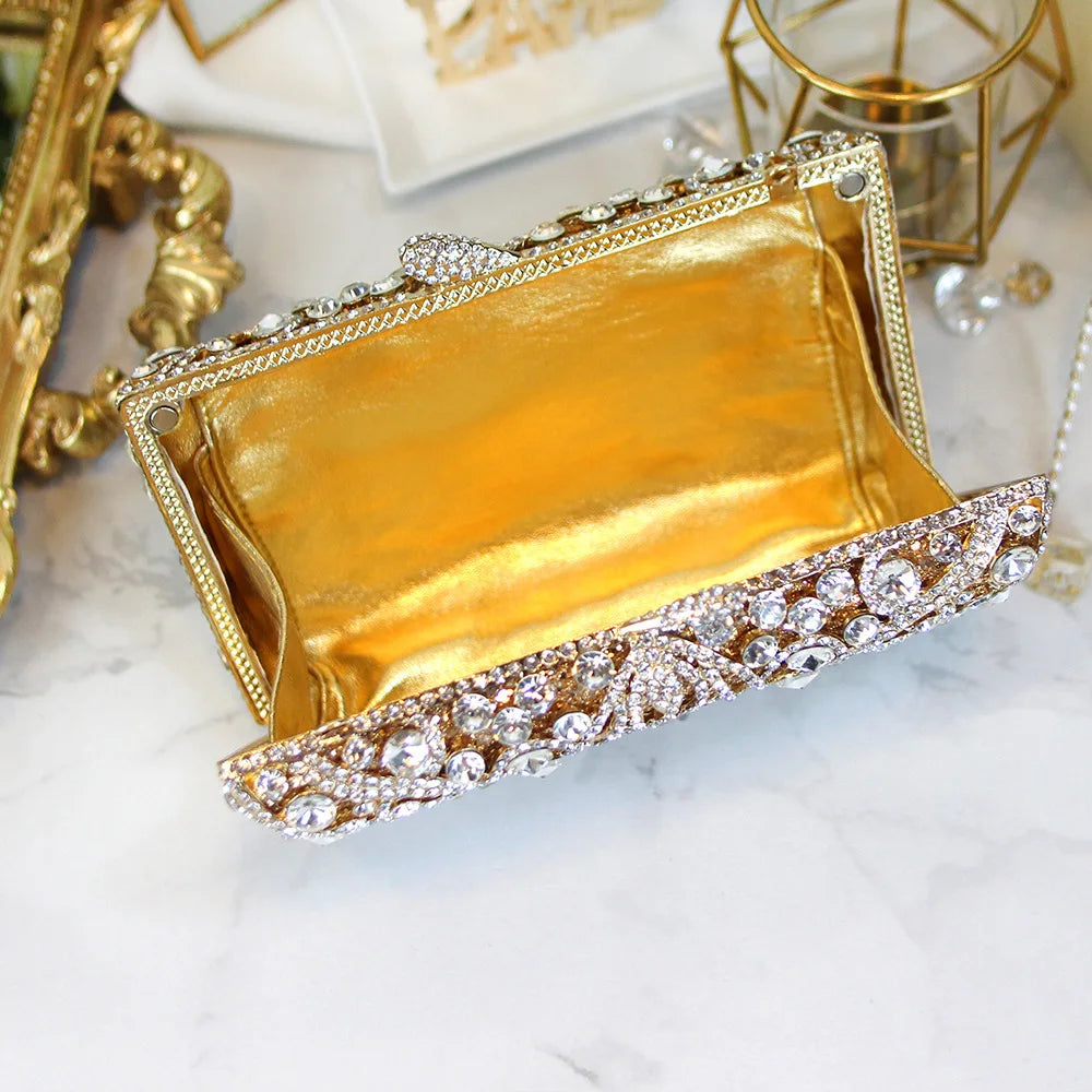 Diamante vazio metal cristal jantar saco diamante embreagem diamante brilhante cristal-incrustado noite saco de embreagem cartera de fiesta