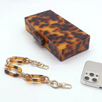 Marca de luxo bolsa embreagem do vintage âmbar leopardo impressão padrão acrílico saco elegante senhora festa casamento corrente sacos ombro carteiras