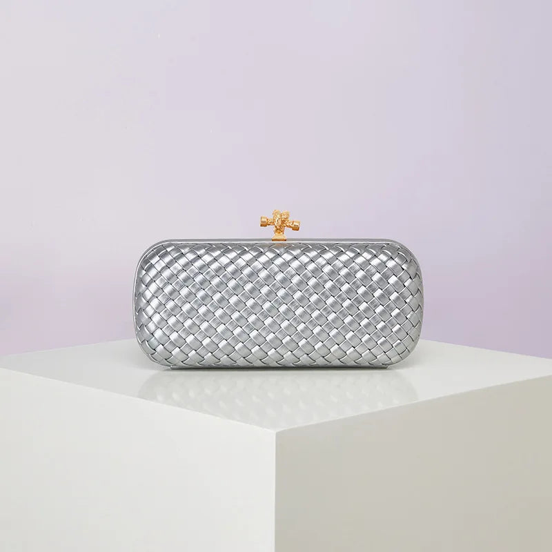 Bolsa Transversal B Home de PU Trançado, Bolsa de Ombro ande com Corrente, Estilo Europeu Moderno, Superfície ia, Cor Pura