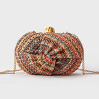 Casamento crossbody saco de embreagem moda nova palha ombro festa à noite multi-cor tecido oval sacos de luxo designer carteira feminina