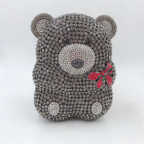 Urso de pelúcia dos desenhos animados strass saco vazio metal cristal jantar artesanal diamante bolsa feminina acessível glitter acolchoado crossbody