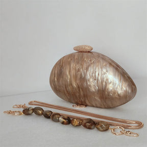 Pérola marrom mármore oval feminino luxo acrílico embreagem chique elegante saco de noite hardcase praia senhora bolsa noiva festa