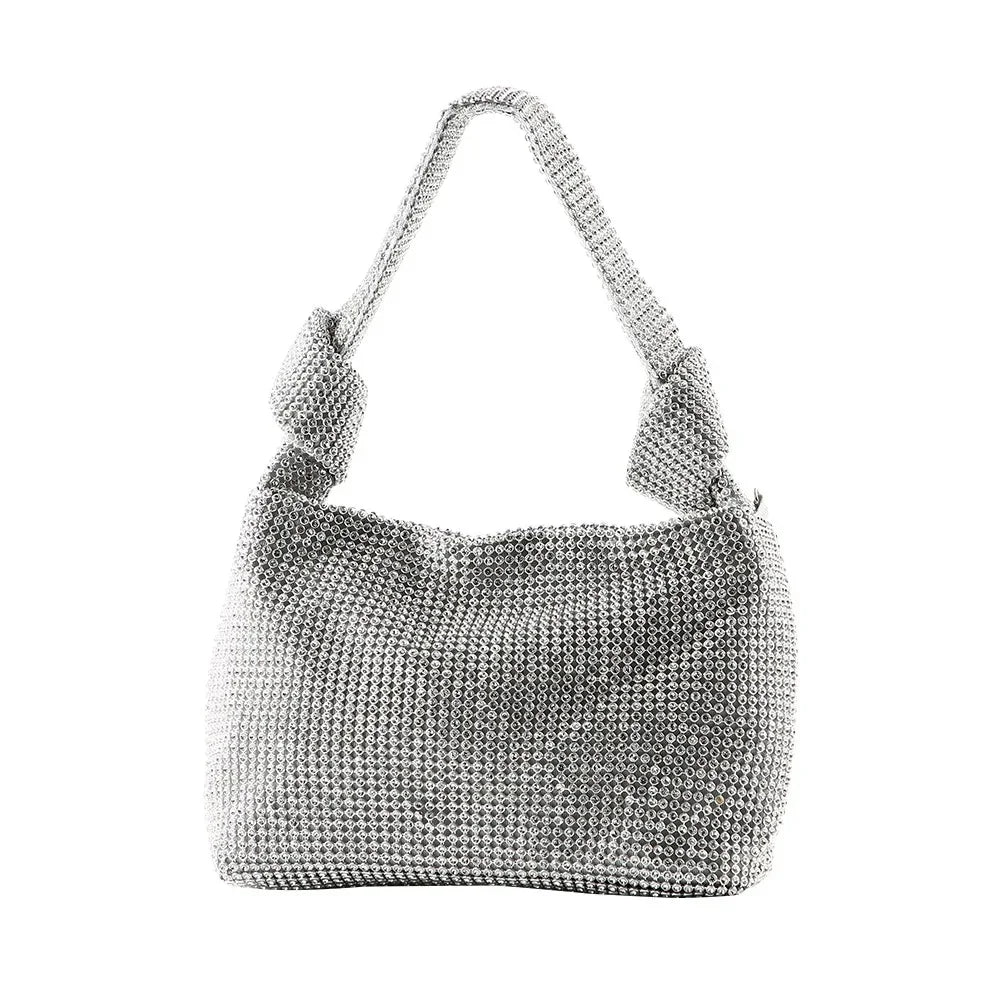 Bolsa de noite artesanal com broca completa, diamante de água, grande, king size, forro de poliéster macio, compartimento interno