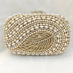 Pérola diamante noite embreagens formal casamento folhas bolsas diamante bolsas femininas de metal duro senhora bolsas jantar nupcial embreagem