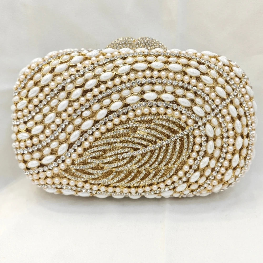 Pérola diamante noite embreagens formal casamento folhas bolsas diamante bolsas femininas de metal duro senhora bolsas jantar nupcial embreagem