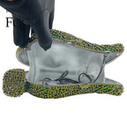 Boutique de fgg bolsas de embreagem de strass de folha verde para mulheres, bolsas formais de noite de cristal, minaudiere de festa de casamento