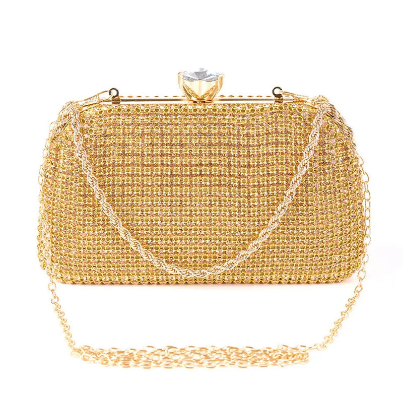 Diamantes sacos de noite para mulheres, prata e ouro, bolsas de ombro luxuosas, banquete de casamento, bolsa de embreagem
