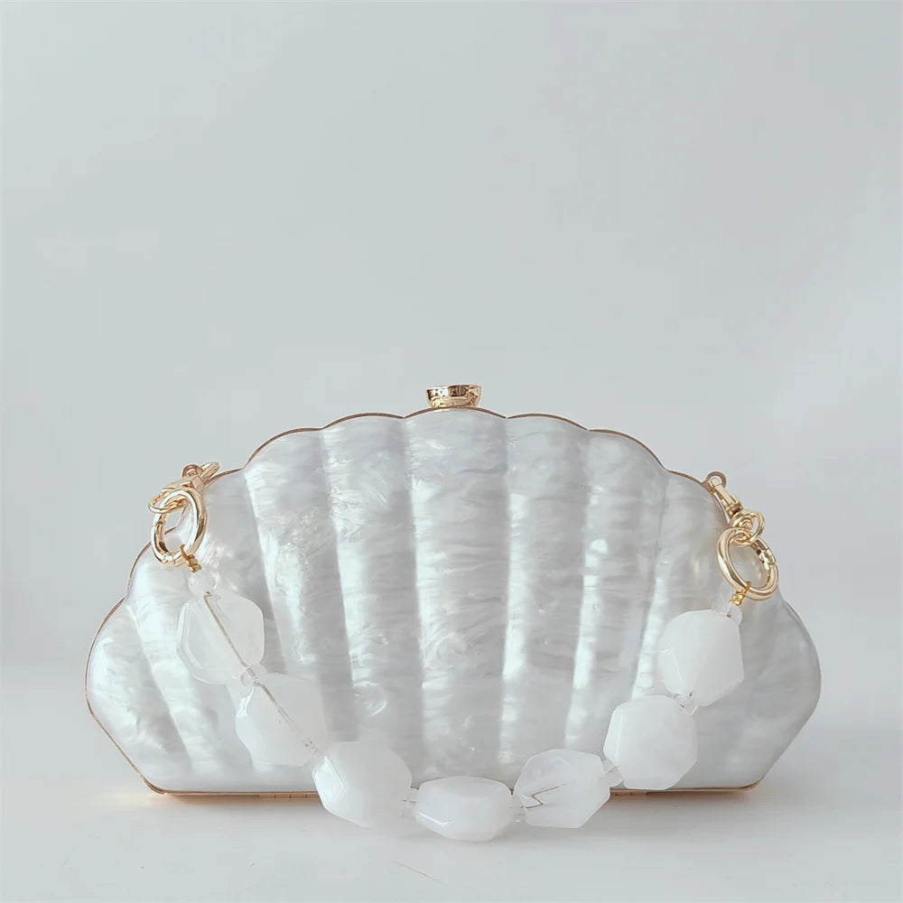 Mini carteira feminina concha ombro crossbody festa de casamento bolsa pérola acrílico sacos de noite designer lday bolsa de embreagem luxo