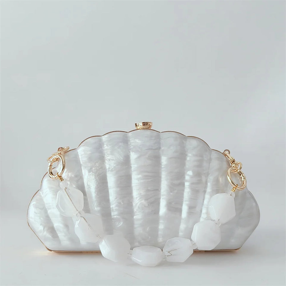 Mini carteira feminina concha ombro crossbody festa de casamento bolsa pérola acrílico sacos de noite designer lday bolsa de embreagem luxo