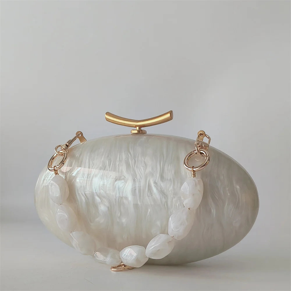 Pérola senhora marcas mulher festa bolsa de casamento acrílico saco crossbody ombro embreagem noite oval feminino concha bolsas femininas