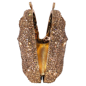 Boutique de fgg cabeça de cavalo dourado feminino cristal noite bolsa e bolsa festa casamento minaudiere animal strass saco embreagem