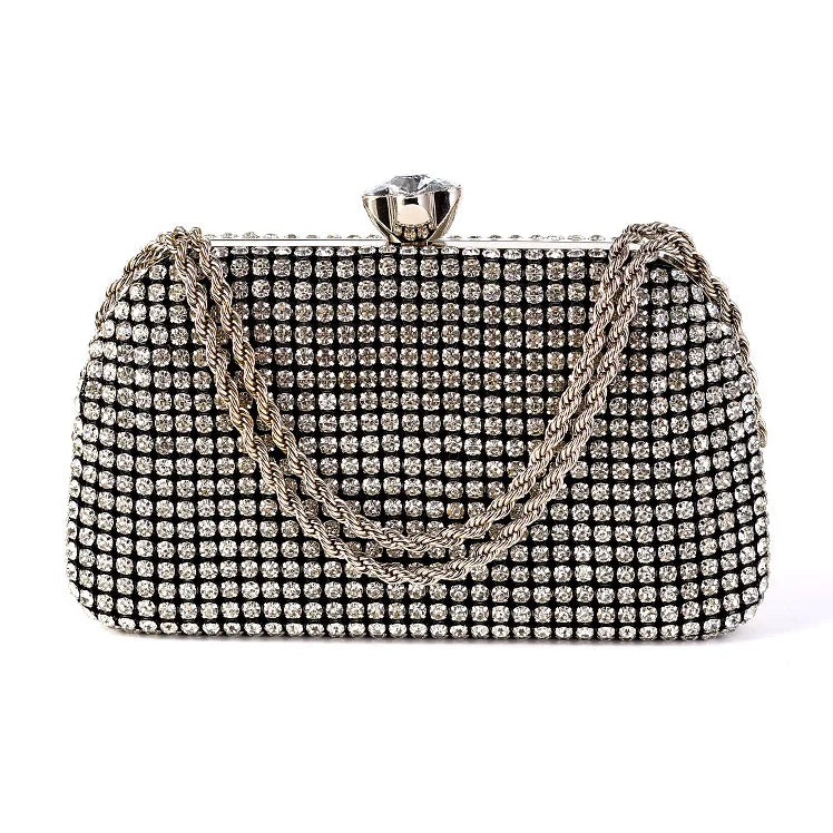 Diamantes sacos de noite para mulheres, prata e ouro, bolsas de ombro luxuosas, banquete de casamento, bolsa de embreagem