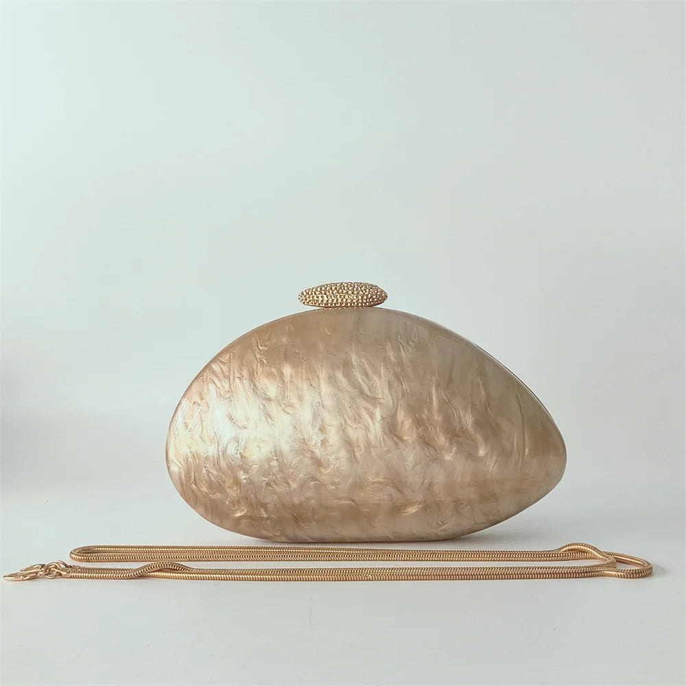 Bolsa de mão oval crossbody concha elegante carteiras de mão femininas sacos de noite ombro nova forma especial bolsas de casamento acrílico