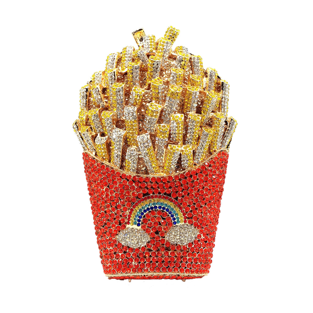Atacado batatas fritas chips arco-íris embreagem minaudiere saco feminino cristal saco de noite diamante bolsa de casamento bolsa de noiva