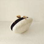 Caixa acrílica bege pérola shell ovo sacos de embreagem para mulheres, bolsa frisada feminina, bolsas noite, casamento, dama de honra, festa, senhora
