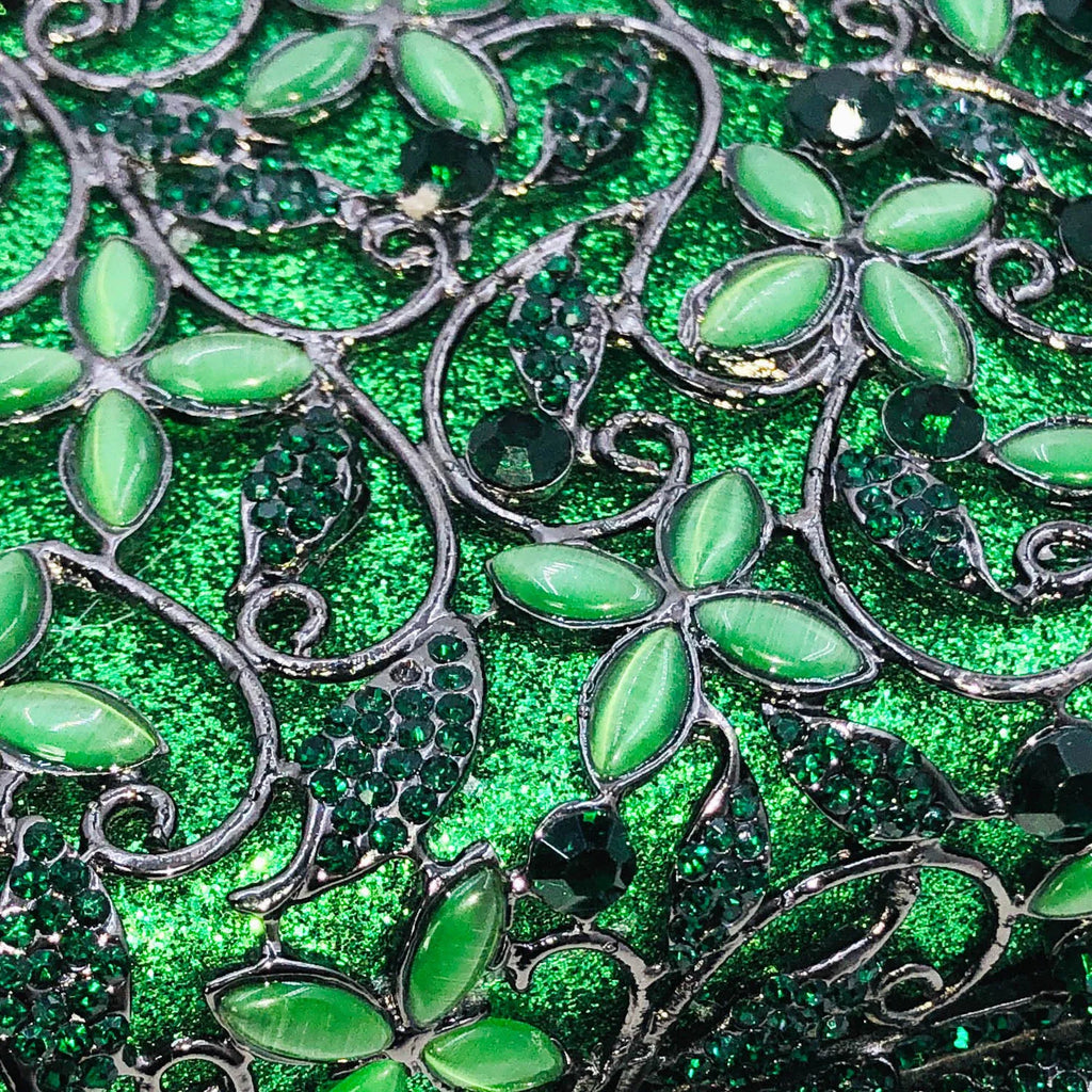 Boutique de fgg feminino cristal verde noite bolsa embreagem flor minaudiere sacos hardcase festa strass embreagem bolsa casamento