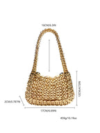 Retro Ins Metal Brilhante Lantejoulas Pequeno Quadrado Bolsa Frisada Tecelagem Jantar Festa Bolsa Rua Tendência Material de Ferro Travesseiro Macio...