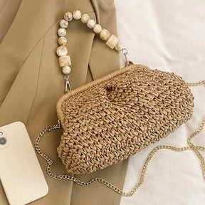 Bolsas de palha femininas da moda, bolsas de ombro estilo tecido moderno e de nicho, bolsas crossbody.