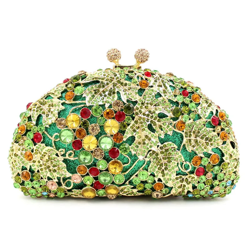 Embreagem de cristal de luxo para mulheres, sacos de noite, padrão animal, bolsa de diamante brilhante, bolsa de casamento
