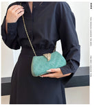 Saco de banquete de fivela de folha elegante, Bolsa portátil com corrente versátil, Vestido Cruz Diagonal, Novo, 2024