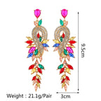 Moda folha nota colorido cristal longo pendurado jóias para meninas brincos feminino retro luz luxo requintado senhoras brincos