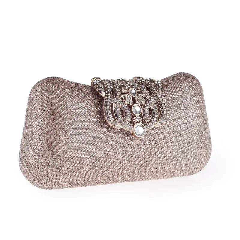 Bolsa de mão feminina embutida com diamante, concha dura, bolsa de noite, ombro, crossbody, corrente, maquiagem, couro pu, compartimento interior