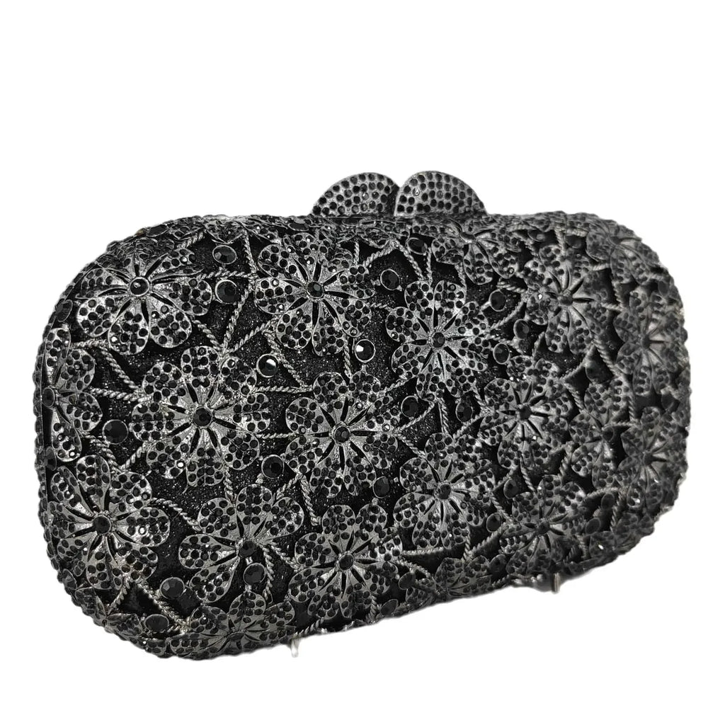 Boutique de fgg flor cristal bolsas de embreagem para mulheres elegantes, sacos de noite de strass floral, bolsa dura minaudiere