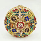 Boutique de fgg (em estoque) redondo circular oco para fora das mulheres cristal embreagem noite minaudiere saco casamento bolsa nupcial