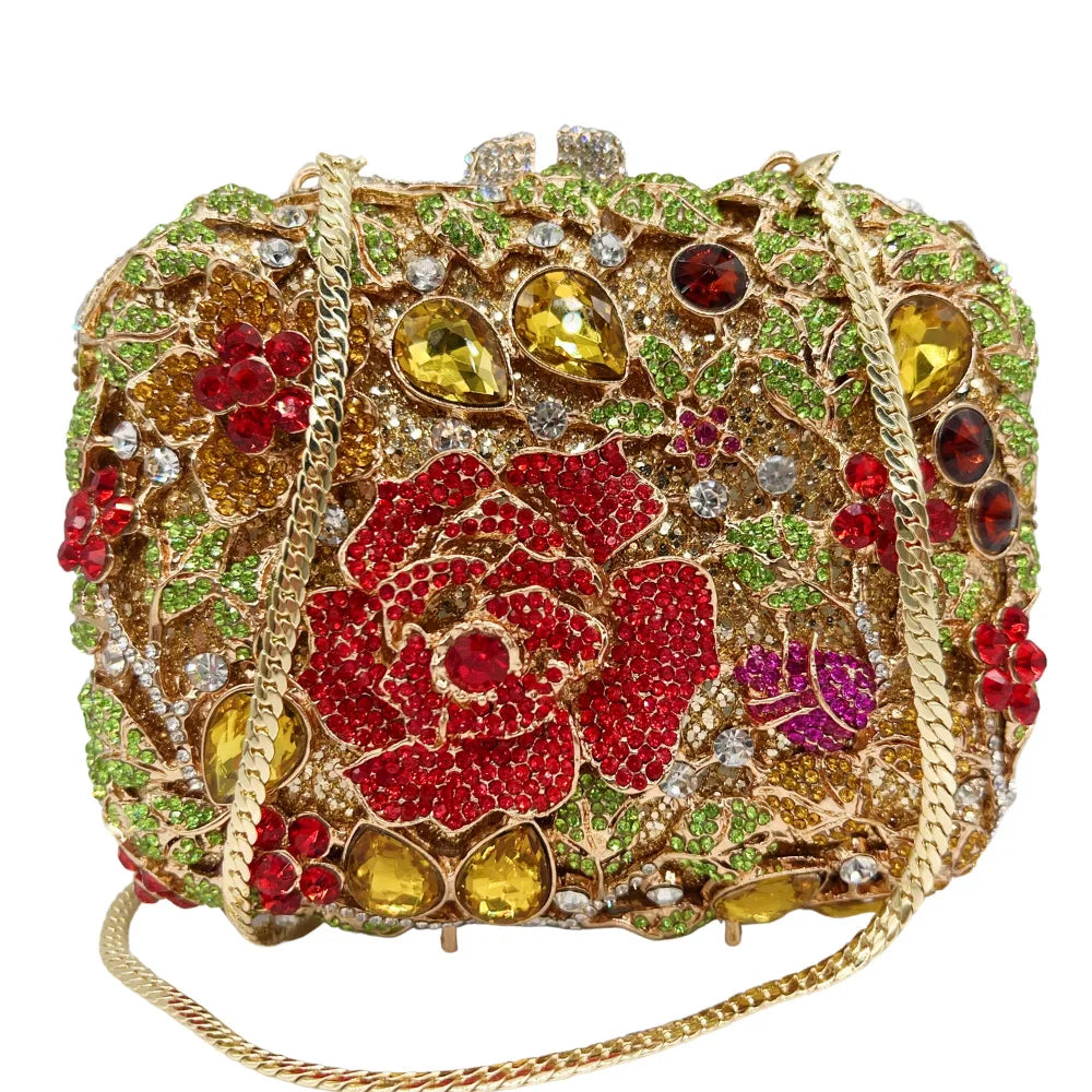 Xiyuan rosa pedra minaudiere strass embreagem cristal bolsa de noite para mulheres festa baile saco nupcial garras bolsa casamento