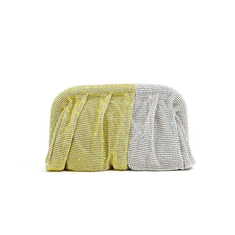 Glamourosa bolsa de noite com pérolas e strass para mulheres |   Embreagem elegante para performance em palco |   Bolsa brilhante para festa de casamento e baile 