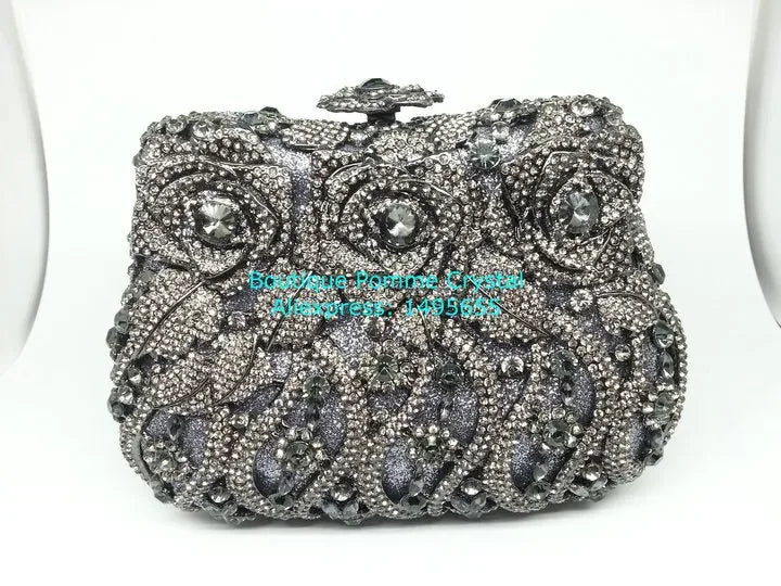 Boutique de fgg elegante feminino flor bolsas de noite cristal bolsa embreagem formal festa casamento nupcial strass bolsa embreagem
