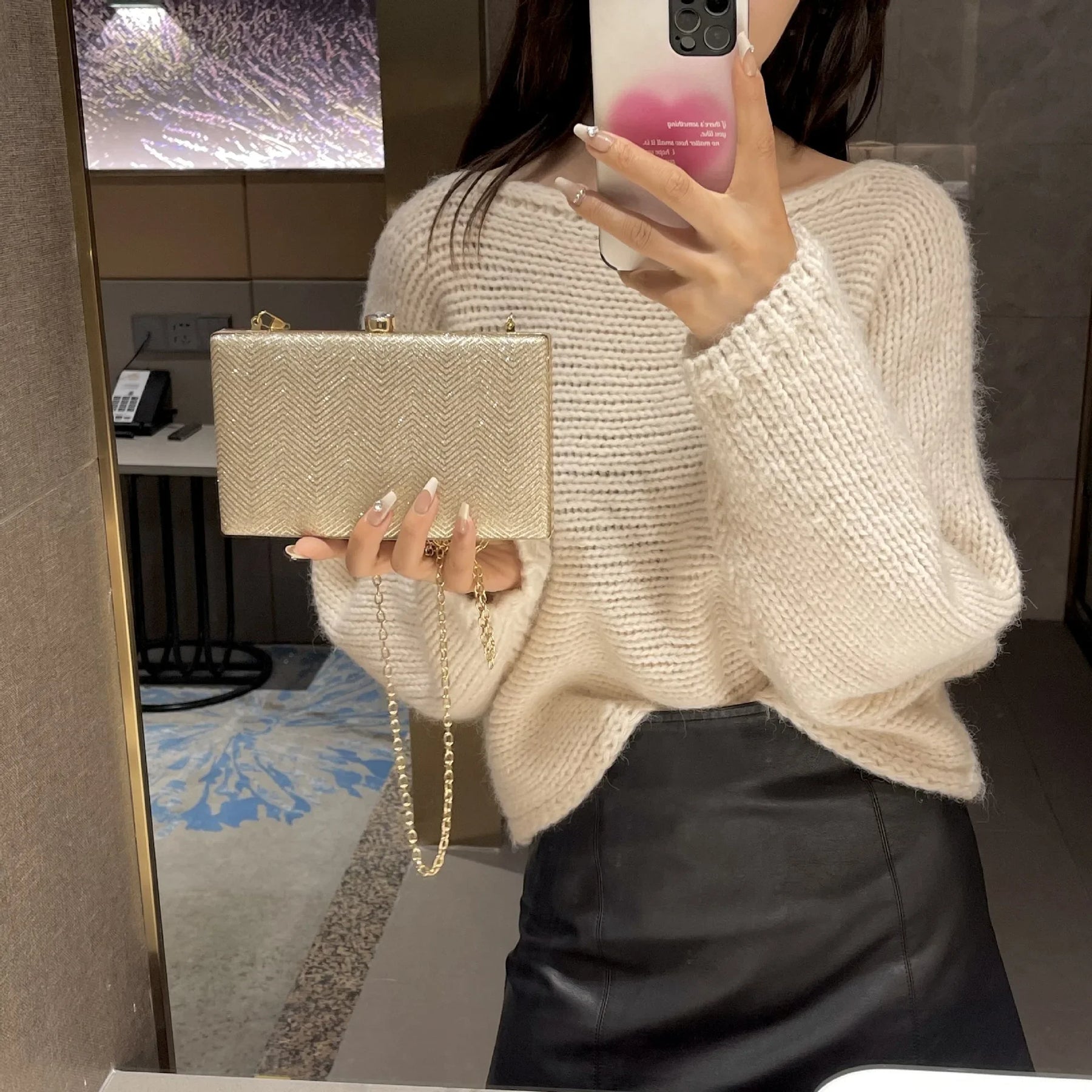 Elegante jantar saco de embreagem bolsa de ombro feminino brilhante grampo de cabelo pequena caixa de maquiagem nova 2025 tendência da moda