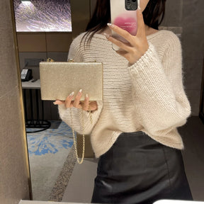 Elegante jantar saco de embreagem bolsa de ombro feminino brilhante grampo de cabelo pequena caixa de maquiagem nova 2025 tendência da moda