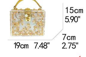 Bolsa de ombro feminina delicada de flor, bolsa de mão luxuosa de acrílico com bolsas transversais da moda, para mulheres