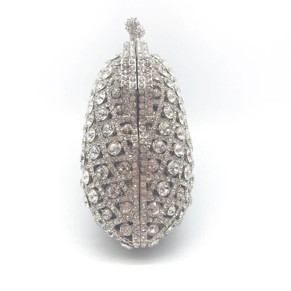 Embreagem formal de strass prateado para mulheres, bolsa elegante para banquete, festa de casamento, bolsa de cristal, bolsa nupcial luxuosa diamante