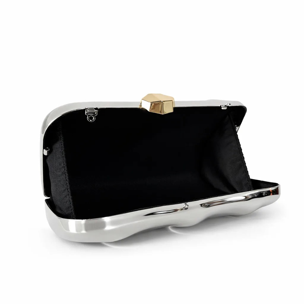 Nova Bolsa Feminina de Ombro e Transversal, Formato Concha Oval, com Fecho de Aba, em Plástico Prateado, para Festa, Noite e Praia, tipo Clutch