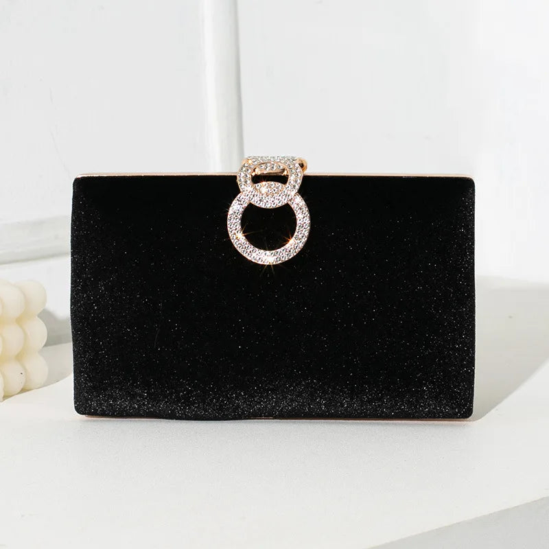 Luxo veludo saco de embreagem designer jantar vestido festa casamento banquete saco brilhante strass corrente bolsas elegante saco noite