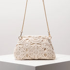 Bolsa crossbody de tecido oco padrão, bolsa de praia de palha boêmia, conjunto Chrochel, estilo premium, Trav Must Haves, bolsa Pach para mulheres