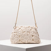 Bolsa crossbody de tecido oco padrão, bolsa de praia de palha boêmia, conjunto Chrochel, estilo premium, Trav Must Haves, bolsa Pach para mulheres