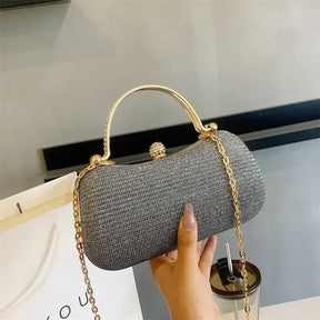 Mini bolsa de noite brilhante, bolsa com corrente de strass, bolsa de banquete com glitter de luxo, perfeita para festa, casamento, baile, jantar/banquete