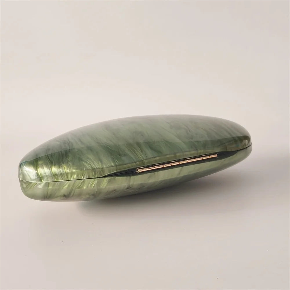 Oval luz verde marca de luxo bolsas nupcial festa casamento embreagem feminina noite clássico saco senhora presente pro mini caixa acrílico saco