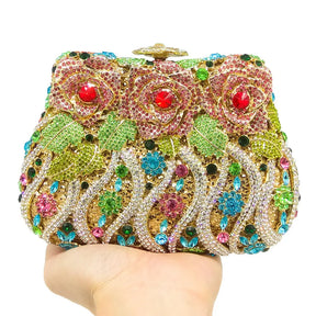 Boutique de fgg elegante feminino flor bolsas de noite cristal bolsa embreagem formal festa casamento nupcial strass bolsa embreagem