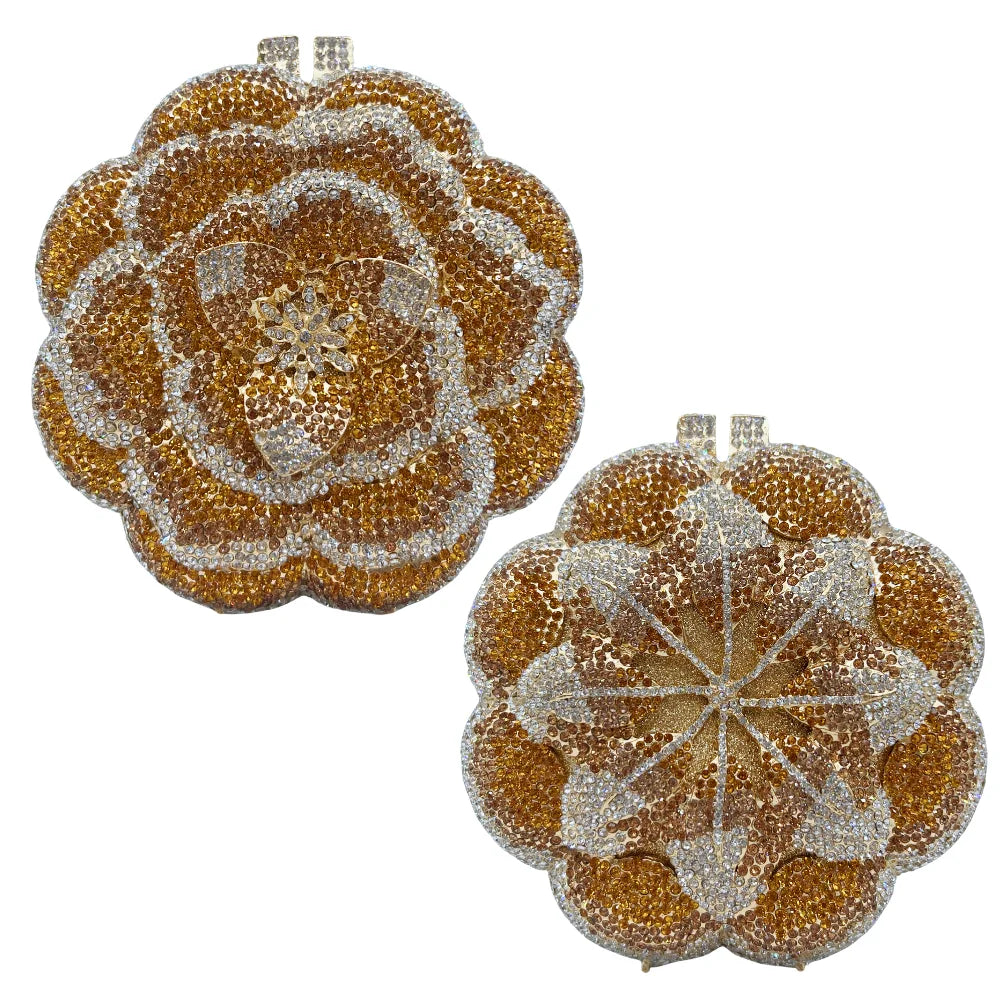 Alta qualidade presente do dia das mães 3d flor rosa strass diamante saco meninas e mulher saco de noite de casamento