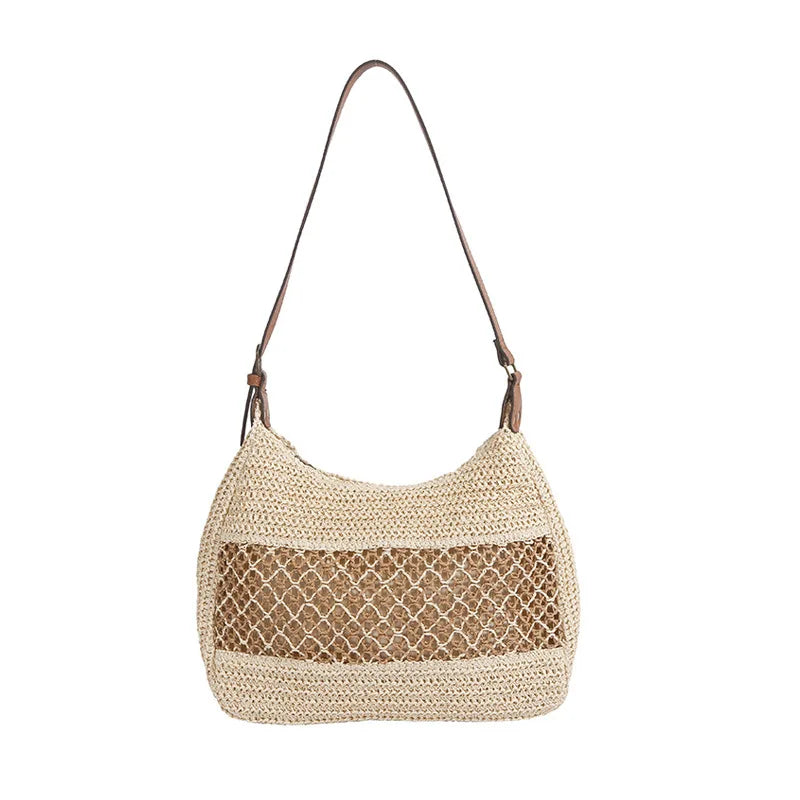 Moda oca grande capacidade casual bolsa de ombro feminina novo estilo verão urbano minimalista palha tecer sacola magnética...