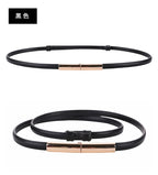Novo cinto fino de luxo feminino moda doce cor couro genuíno fivela de ouro para vestido jeans decorativo senhora cintura