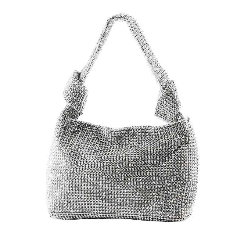 Bolsa de noite artesanal com broca completa, diamante de água, grande, king size, forro de poliéster macio, compartimento interno