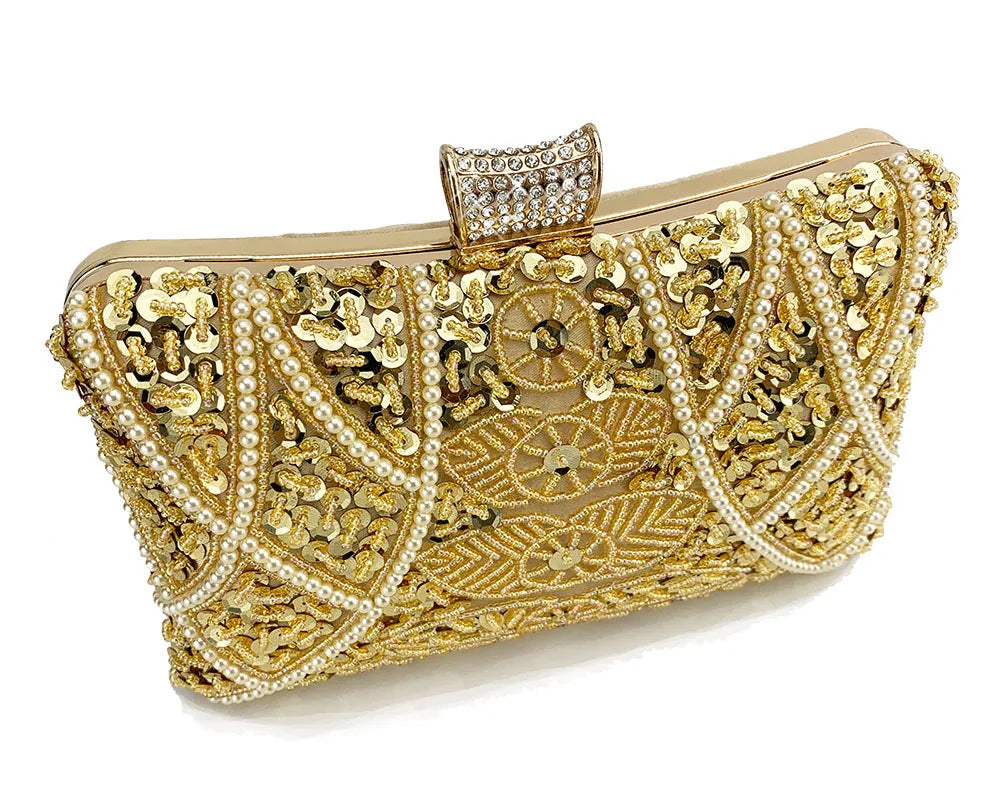 Sacos de noite frisados luxuosos com corrente metálica para mulheres, sacos de ombro femininos, embreagem do casamento, fechamento do diamante, bolsas do partido, sacos de noite